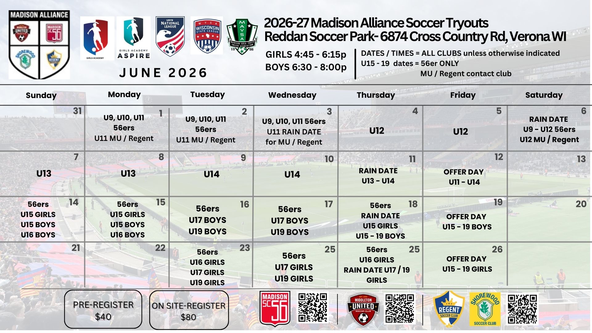 joint tryout postcard June 2026 Calendar